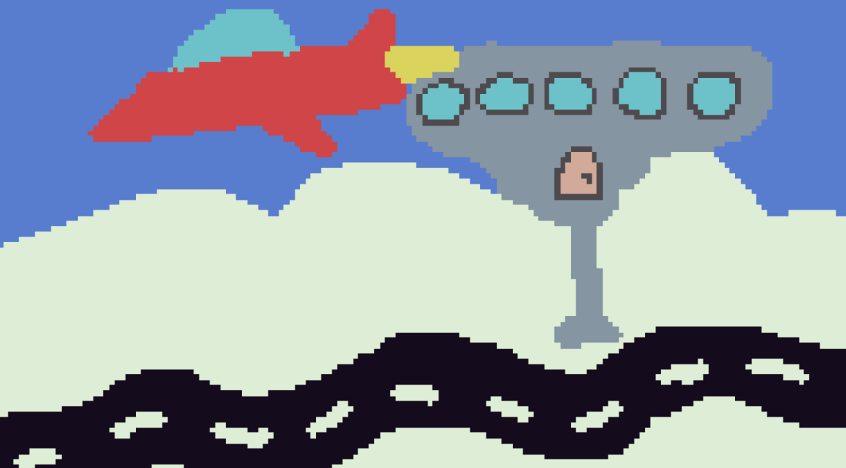Screenshot einer fertigen Flickgame Geschichte mit dem Thema "Stadt in den Wolken".