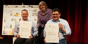 Thomas Hänsgen, Geschäftsführer der tjfbg gGmbH, Susanne Böhmig, Leiterin barrierefrei kommunizieren!/ KON TE XIS/ Digitale Prozesse und Thorsten Schulz, Käpt'n Browser gGmbH,