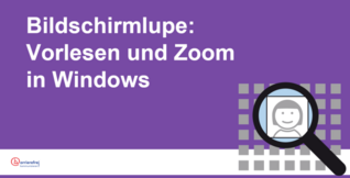 Text-Bild-Kombination: Beitragstitel und Lupen-Symbol