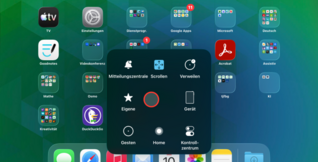 iPad-Oberfläche mit aktivierter Kopfsteuerung