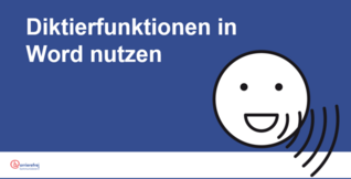 PowerPoint-Folie mit der Aufschrift "Diktierfunktionen in Word nutzen", dazu ein METACOM-Symbol "Sprechendes Gesicht mit Schallwelle"