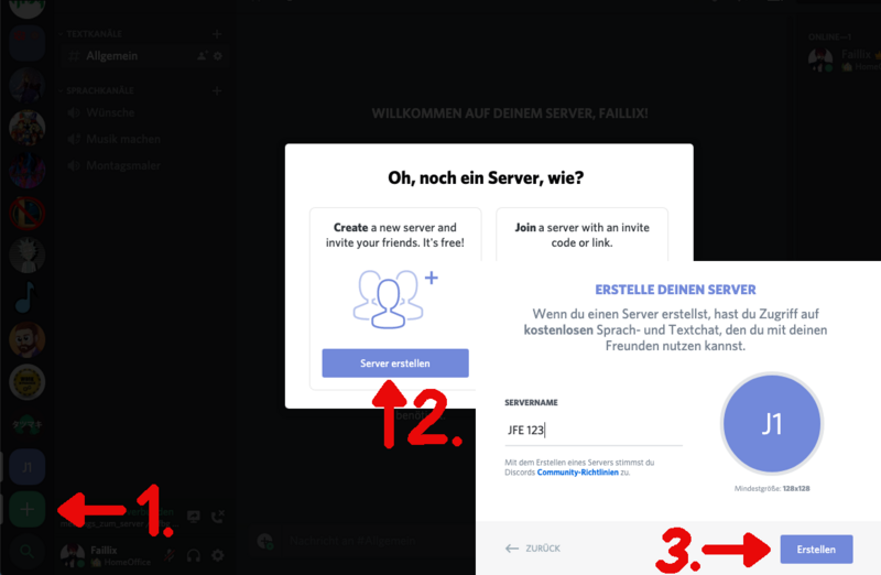 Discord-Oberfläche: Neuen Server erstellen