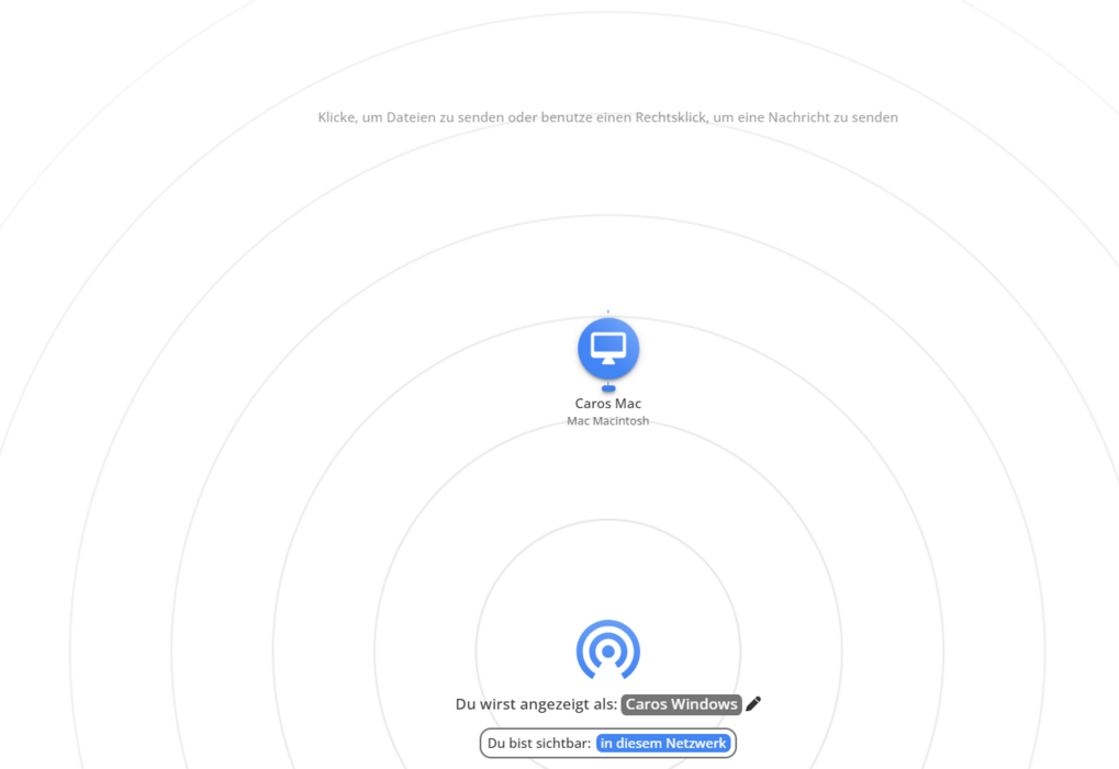 In PairDrop angezeigte Geräte, die sich zu einer Zeit im selben Netzwerk befinden