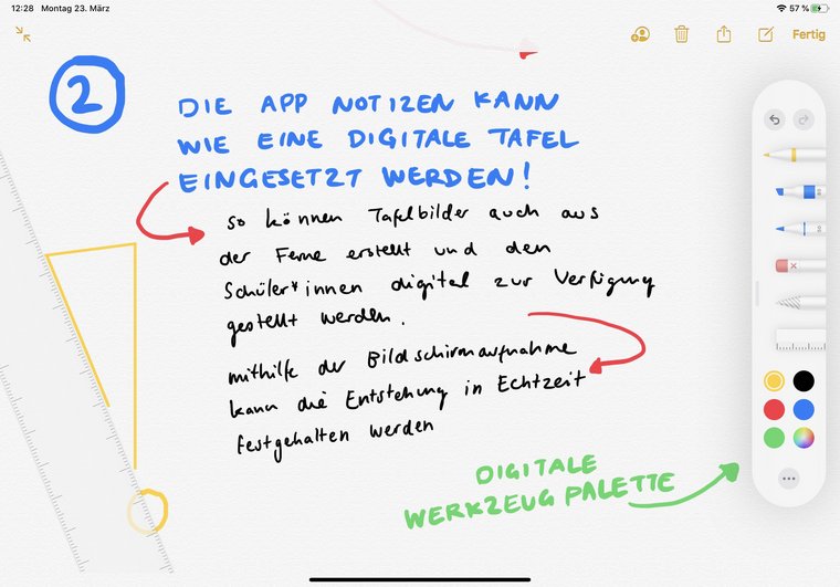 Die Notizen-App verwenden für die Erstellung virtueller Tafelbilder, aufgezeichnet mit der Funktion Bildschirmaufnahme