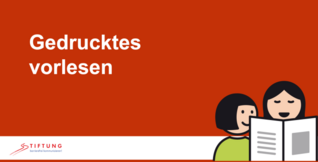 PowerPointfolie mit Aufschrift Gedrucktes vorlesen, dazu ein METACOM Symbol mit der Darstellung einer Vorlesesituation