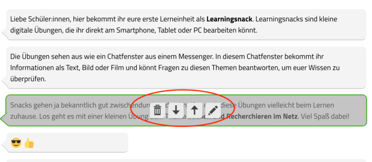 Learning Snacks: Elemente bearbeiten, verschieben und löschen