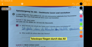 Fotografiertes Arbeitsblatt, das mit der App SnapType digital beschriftet wurde