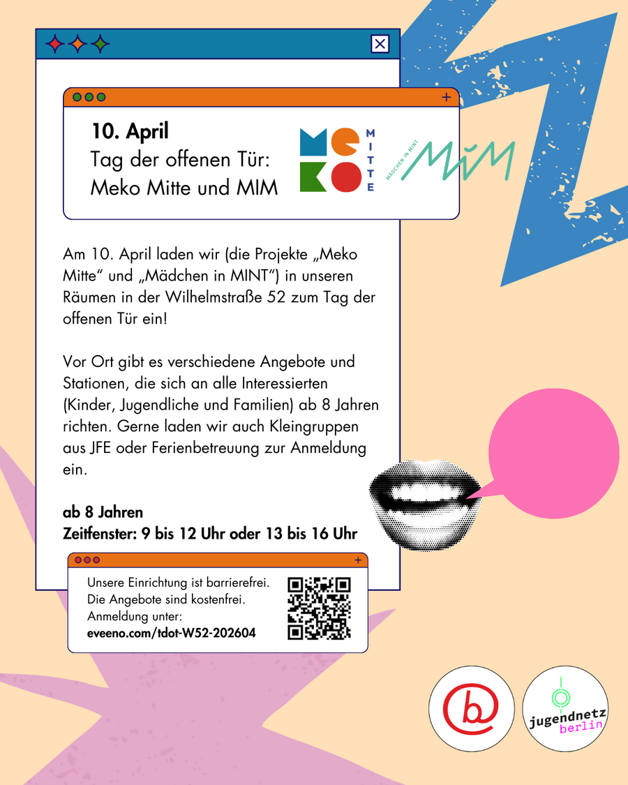 Flyer: Tag der offenen Tür: Meko Mitte und Mädchen in MINT