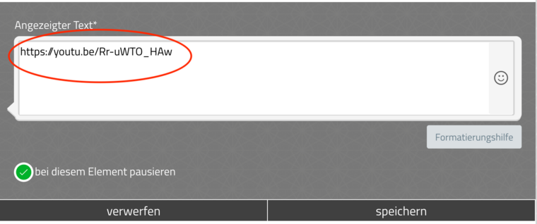 Video in Learning Snacks über Textelement einfügen