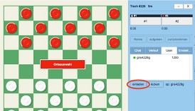 Screenshot eines Dame Spiels auf playok.com