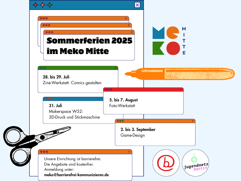 Flyer Sommerferien 2025 im Meko Mitte