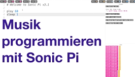 Screenshot eines einfachen Programmcodes in Sonic Pi.