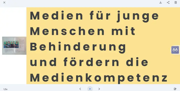 Gedruckter Text, von Lookout vorgelesen und in großer fetter Schrift vor gelbem Hintergrund angezeigt